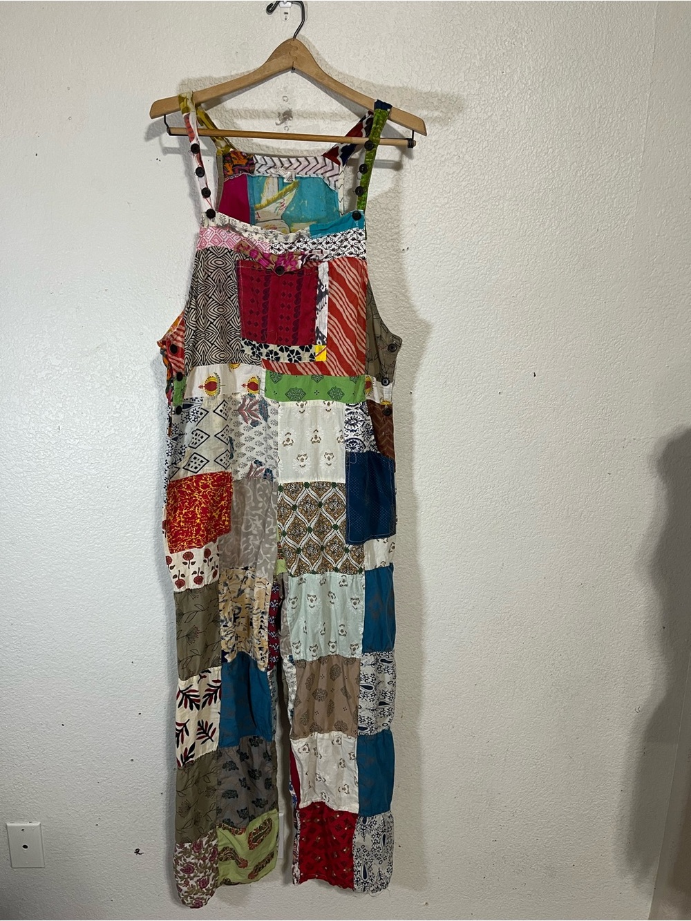 Ashley Taylor Multicolor Patchwork Boho Overalls